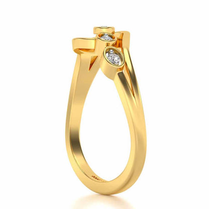 Ripple Triple Silver Ring - Yellow Gold - Image 3
