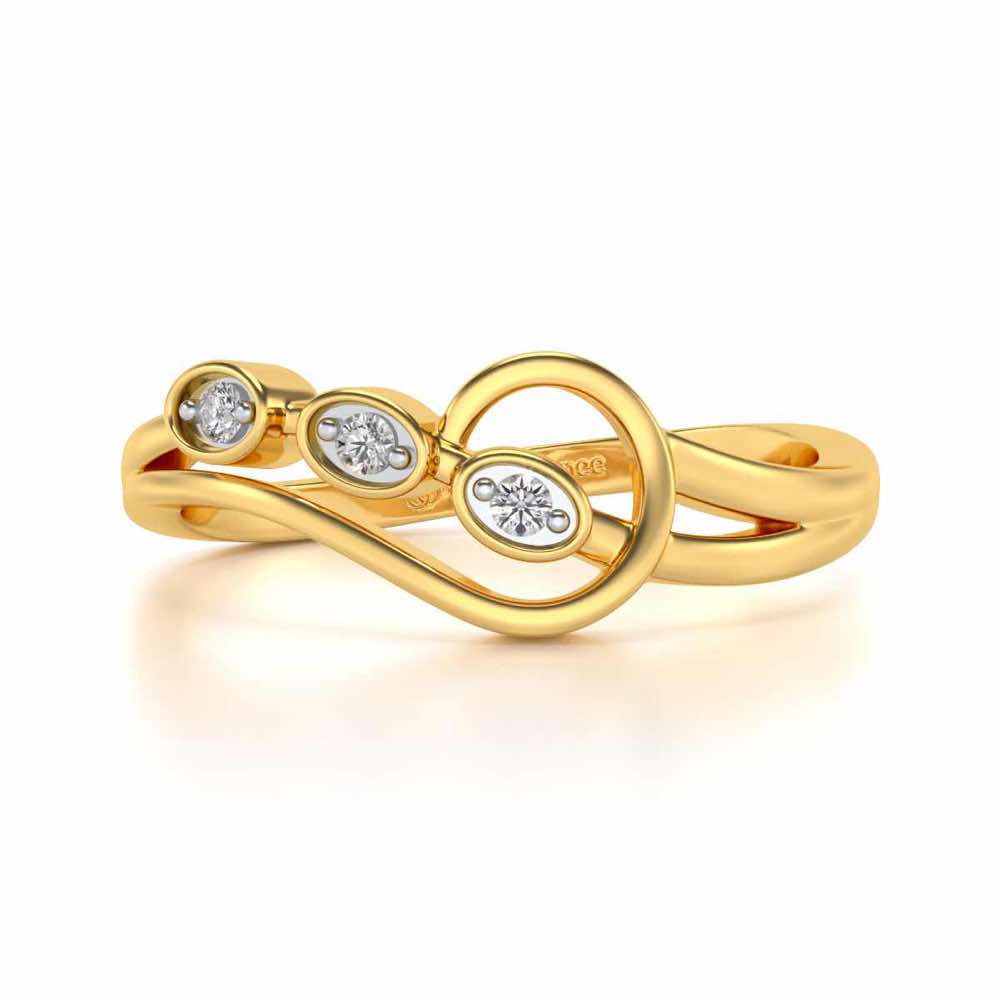 Ripple Triple Silver Ring - Yellow Gold - Image 4