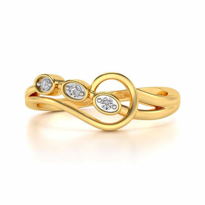 Ripple Triple Silver Ring - Yellow Gold - Image 4