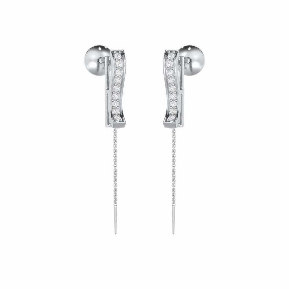 River Whispers Silver Earrings - White Gold - Image 2