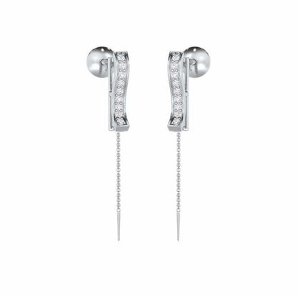 River Whispers Silver Earrings - White Gold - Image 2