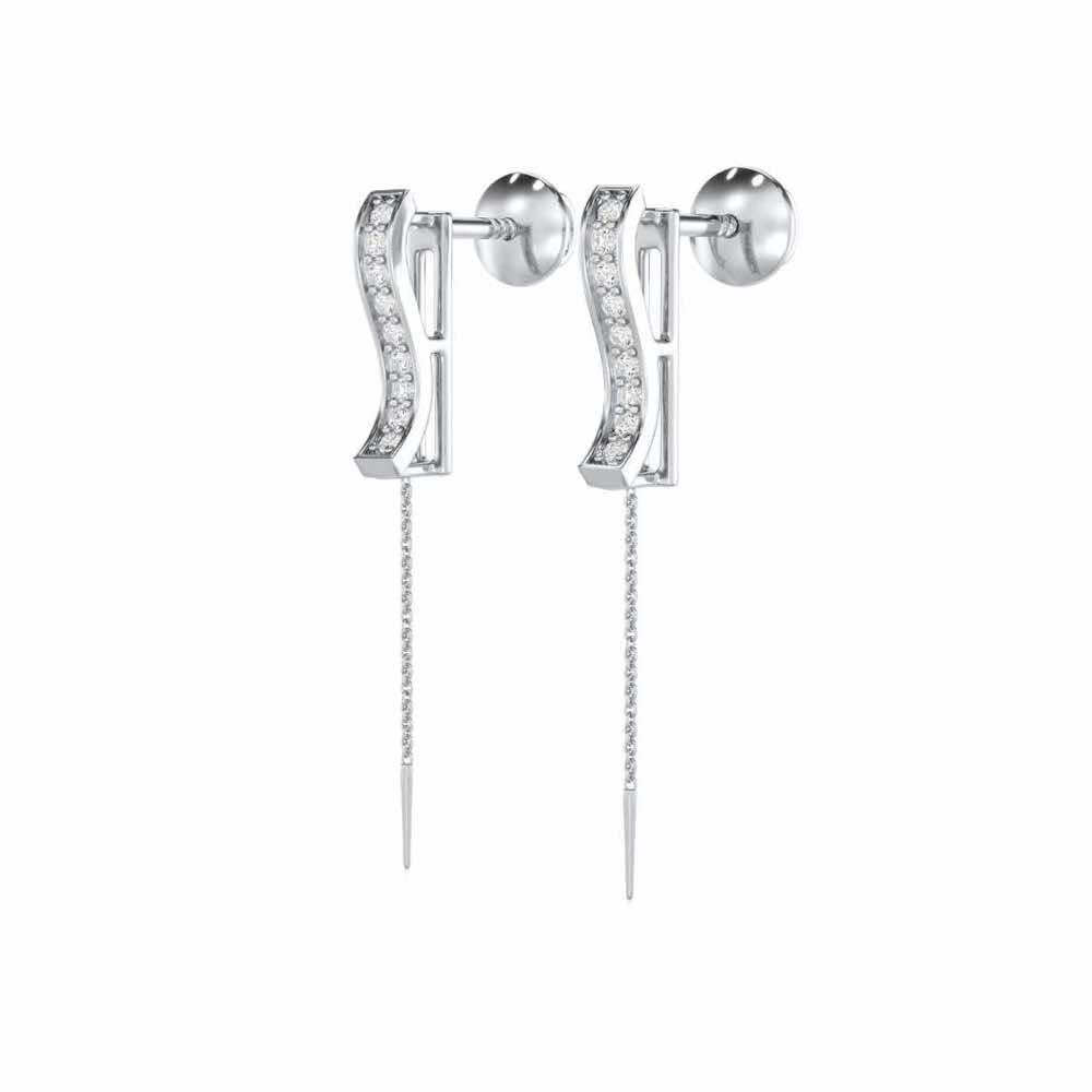 River Whispers Silver Earrings - White Gold - Image 3