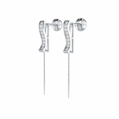 River Whispers Silver Earrings - White Gold - Image 3