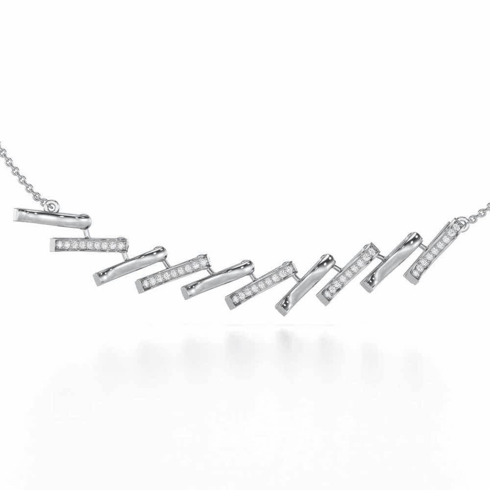 River Whispers Silver Necklace - White Gold - Image 1