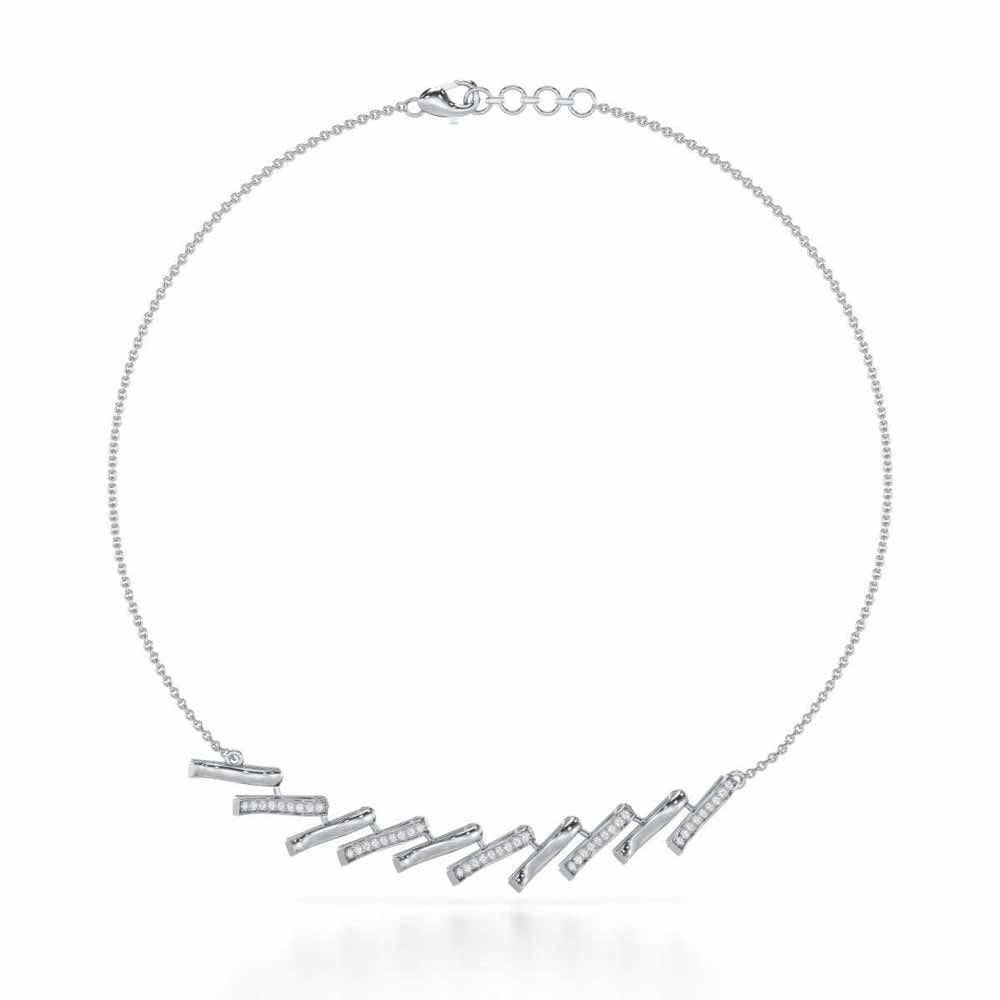 River Whispers Silver Necklace - White Gold - Image 3