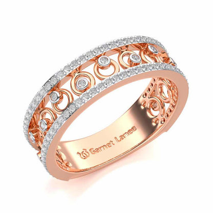 Rolling Eyes Silver Band Ring - Rose Gold - Image 1