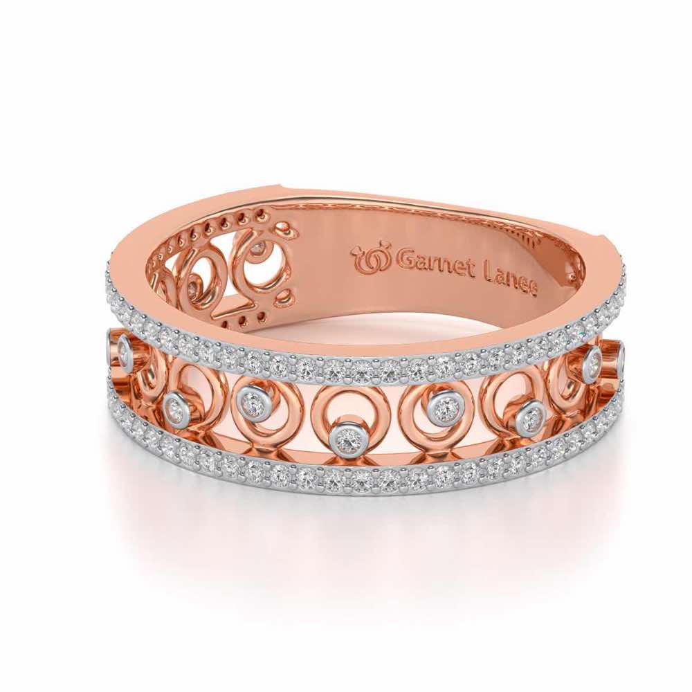 Rolling Eyes Silver Band Ring - Rose Gold - Image 2