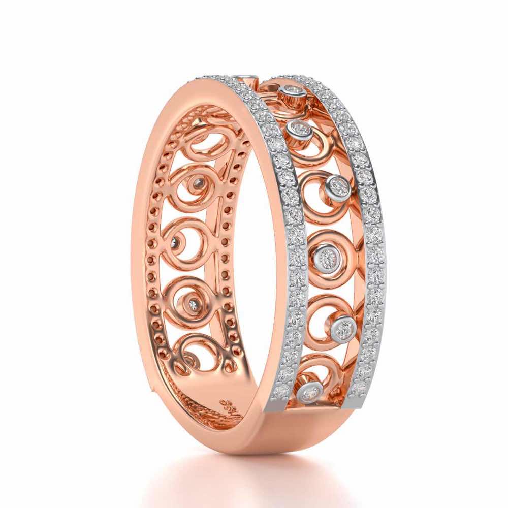 Rolling Eyes Silver Band Ring - Rose Gold - Image 3