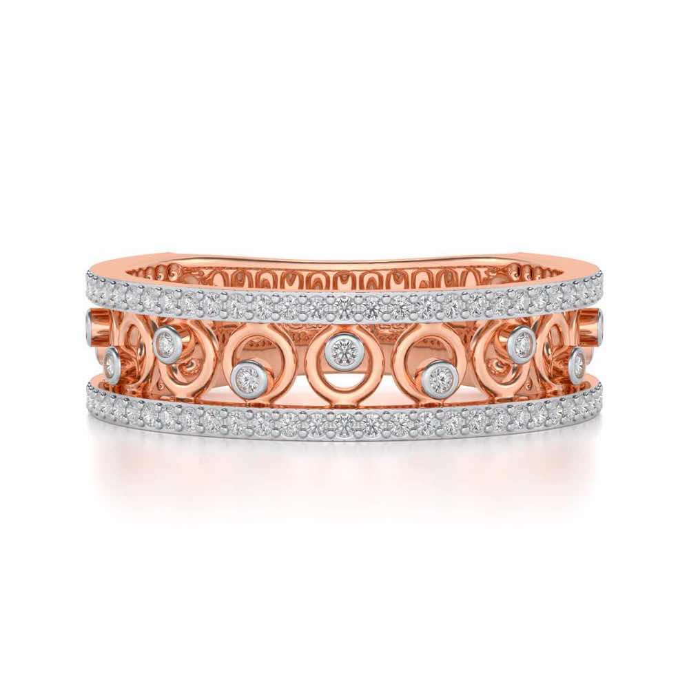 Rolling Eyes Silver Band Ring - Rose Gold - Image 4