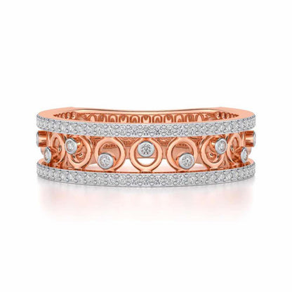 Rolling Eyes Silver Band Ring - Rose Gold - Image 4