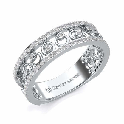 Rolling Eyes Silver Band Ring - White Gold - Image 1