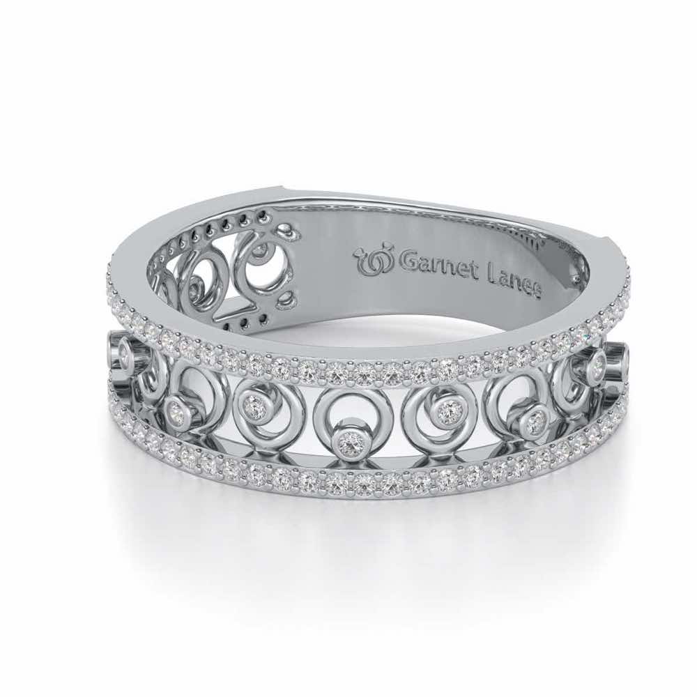 Rolling Eyes Silver Band Ring - White Gold - Image 2