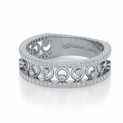 Rolling Eyes Silver Band Ring - White Gold - Image 2