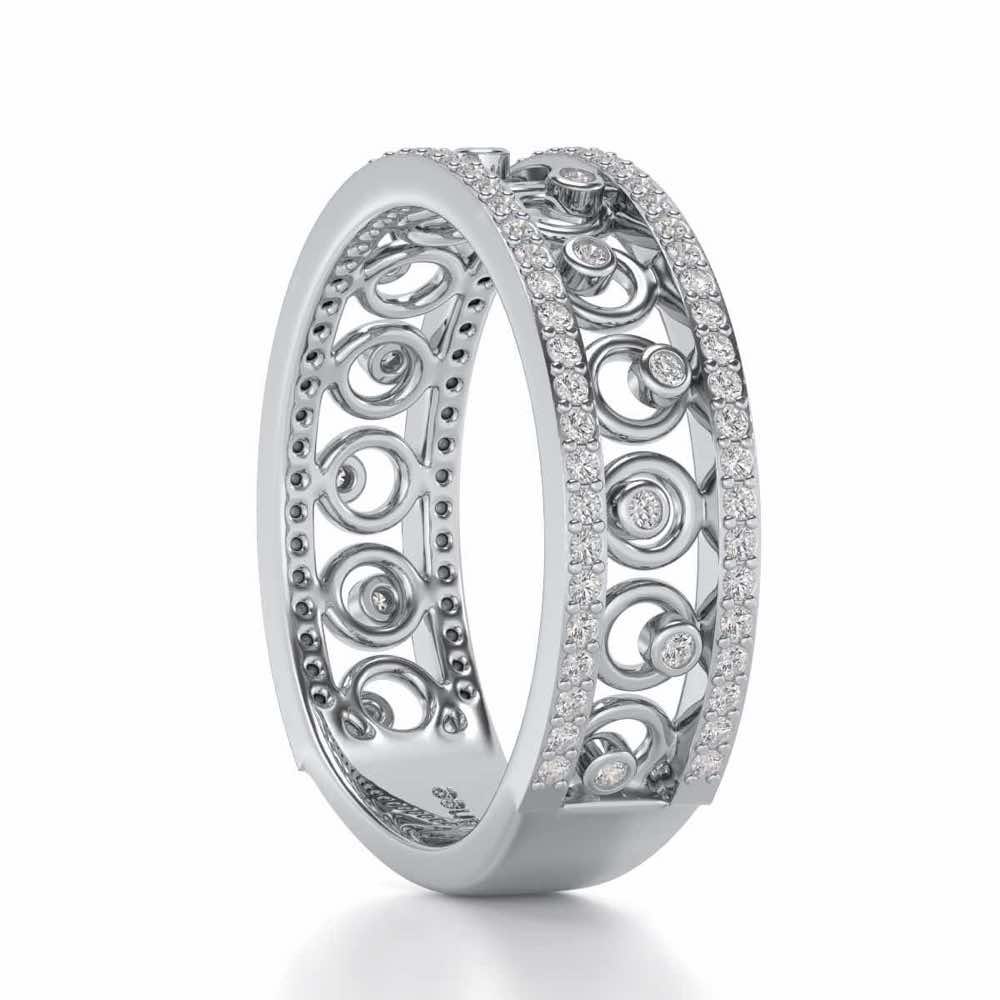 Rolling Eyes Silver Band Ring - White Gold - Image 3