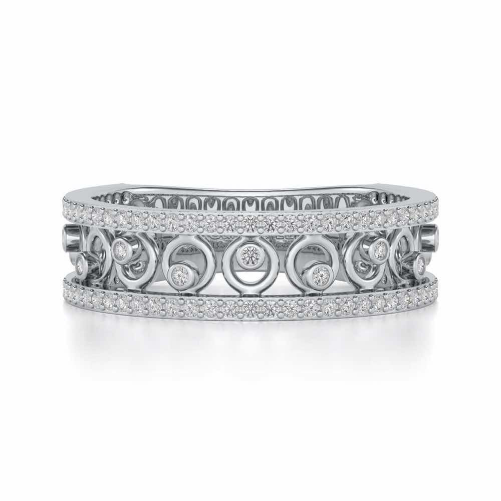 Rolling Eyes Silver Band Ring - White Gold - Image 4
