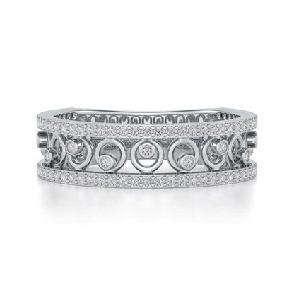 Rolling Eyes Silver Band Ring - White Gold - Image 4