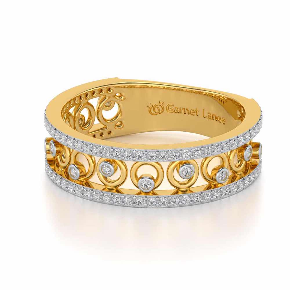 Rolling Eyes Silver Band Ring - Yellow Gold - Image 2