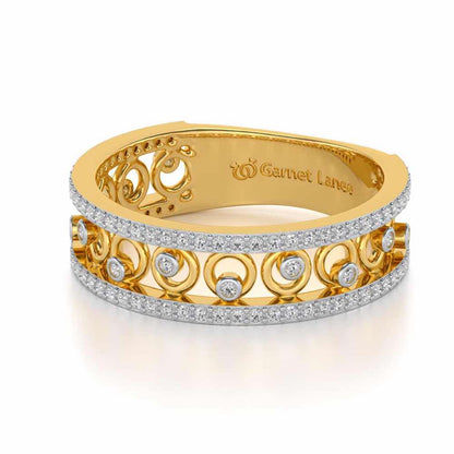 Rolling Eyes Silver Band Ring - Yellow Gold - Image 2