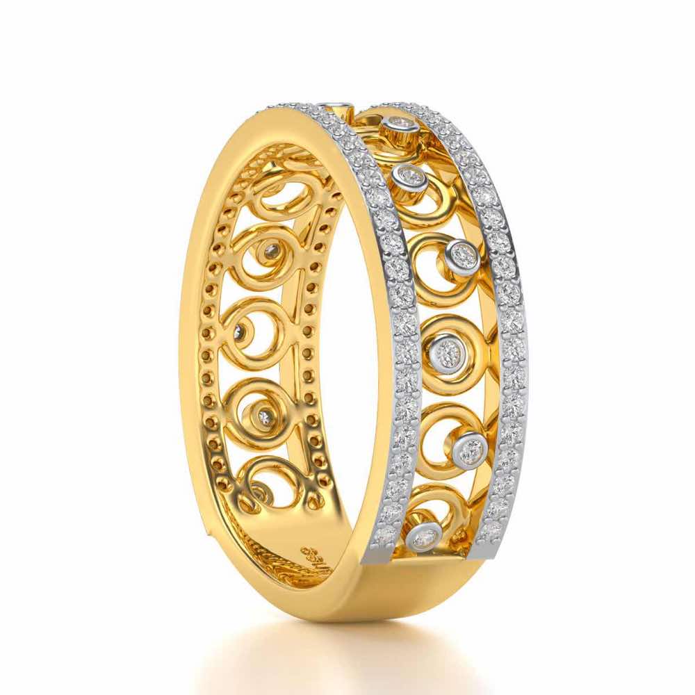 Rolling Eyes Silver Band Ring - Yellow Gold - Image 3