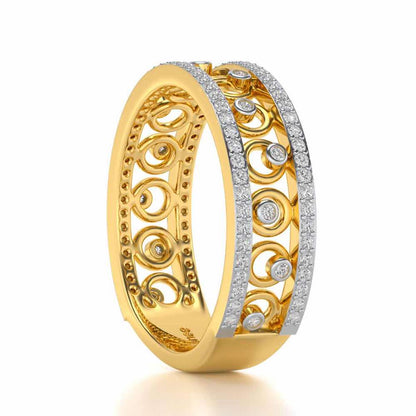 Rolling Eyes Silver Band Ring - Yellow Gold - Image 3