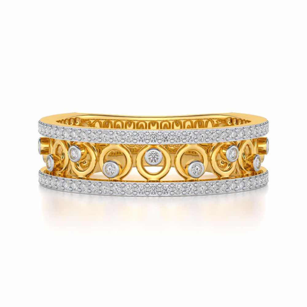 Rolling Eyes Silver Band Ring - Yellow Gold - Image 4