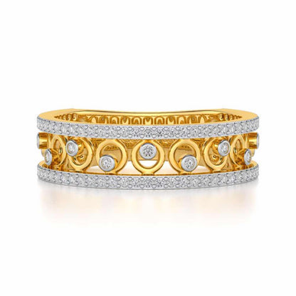 Rolling Eyes Silver Band Ring - Yellow Gold - Image 4