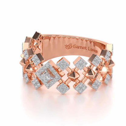 Rom Pom Silver Band Ring - Rose Gold - Image 2