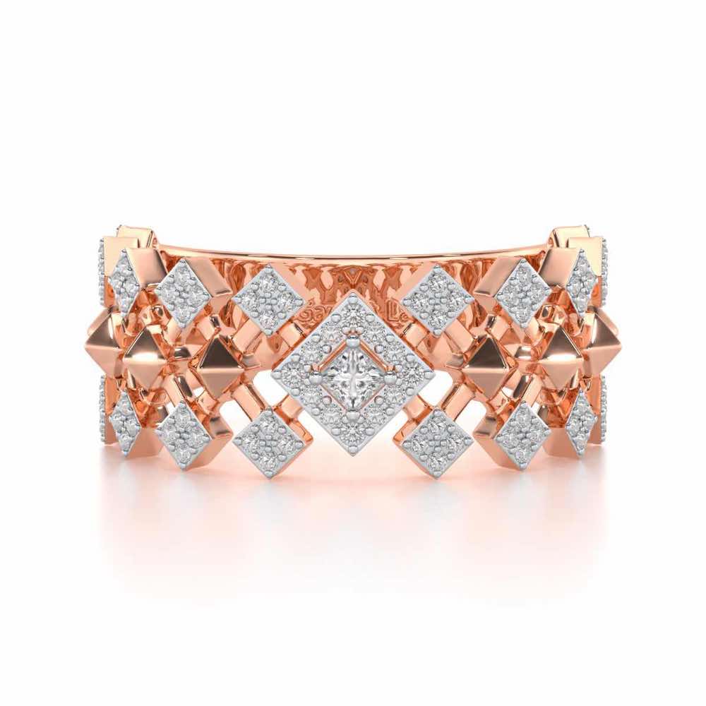 Rom Pom Silver Band Ring - Rose Gold - Image 4