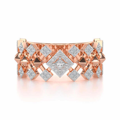 Rom Pom Silver Band Ring - Rose Gold - Image 4