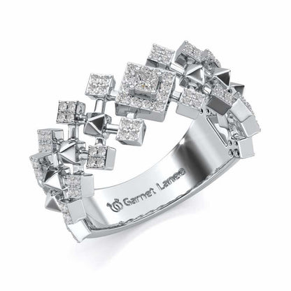 Rom Pom Silver Band Ring - White Gold - Image 1