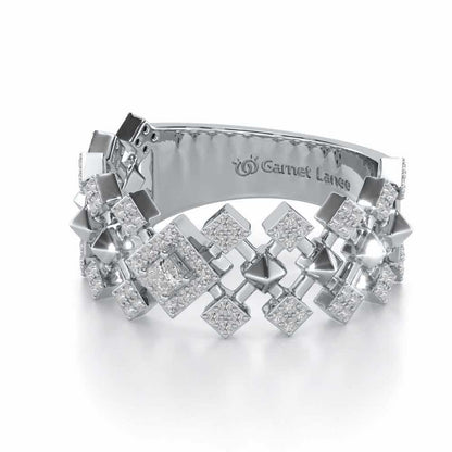 Rom Pom Silver Band Ring - White Gold - Image 2