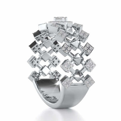 Rom Pom Silver Band Ring - White Gold - Image 3