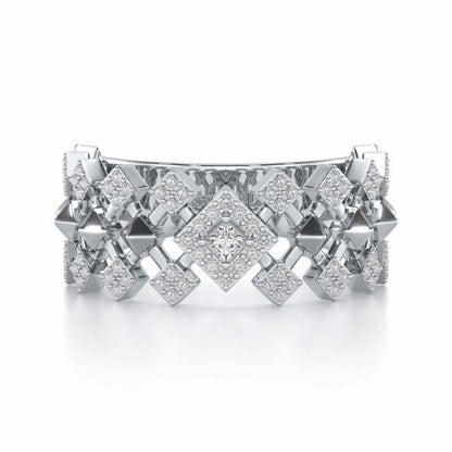 Rom Pom Silver Band Ring - White Gold - Image 4