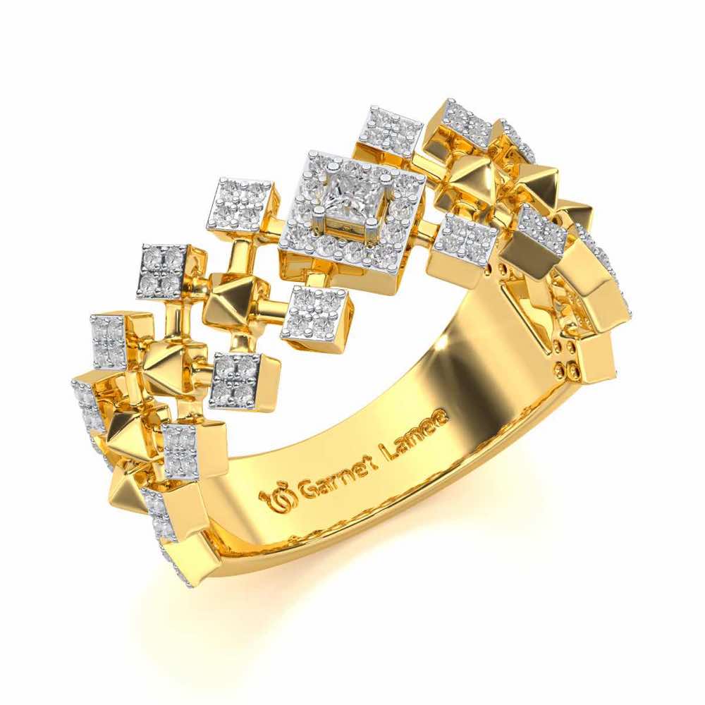 Rom Pom Silver Band Ring - Yellow Gold - Image 1