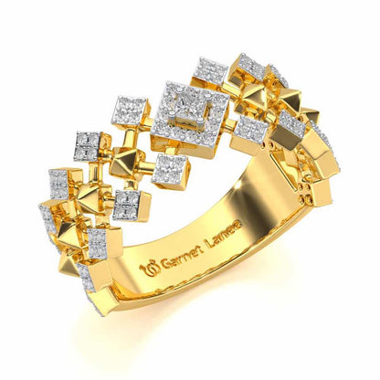 Rom Pom Silver Band Ring - Yellow Gold - Image 1