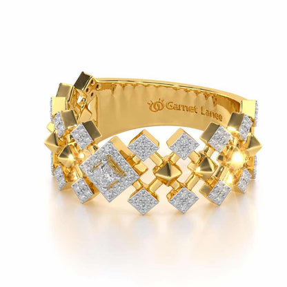 Rom Pom Silver Band Ring - Yellow Gold - Image 2