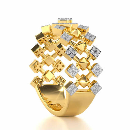 Rom Pom Silver Band Ring - Yellow Gold - Image 3