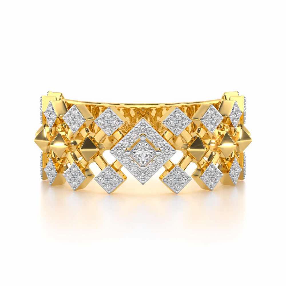 Rom Pom Silver Band Ring - Yellow Gold - Image 4