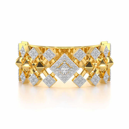 Rom Pom Silver Band Ring - Yellow Gold - Image 4