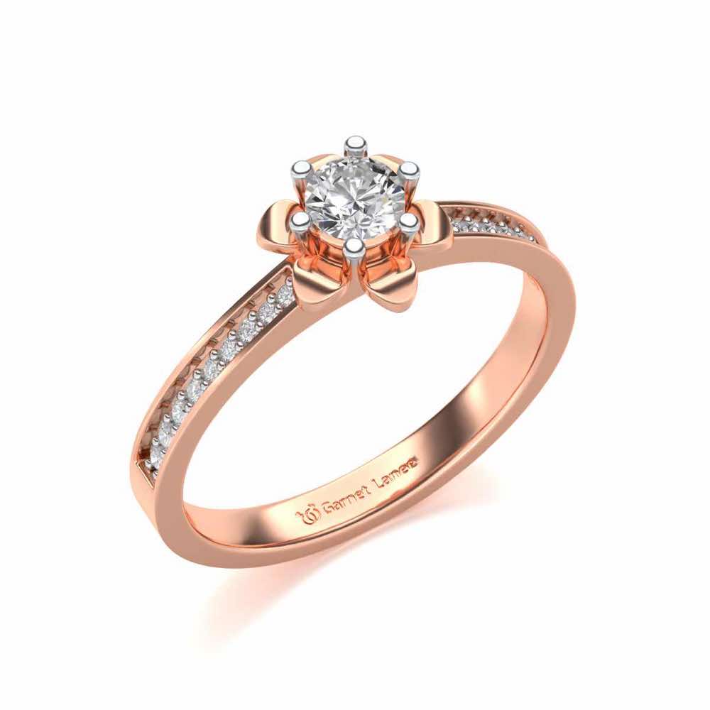 Roseate Solitaire Silver Ring - Rose Gold - Image 1