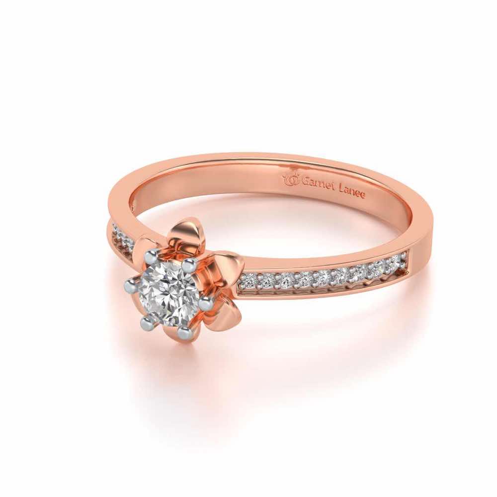 Roseate Solitaire Silver Ring - Rose Gold - Image 2