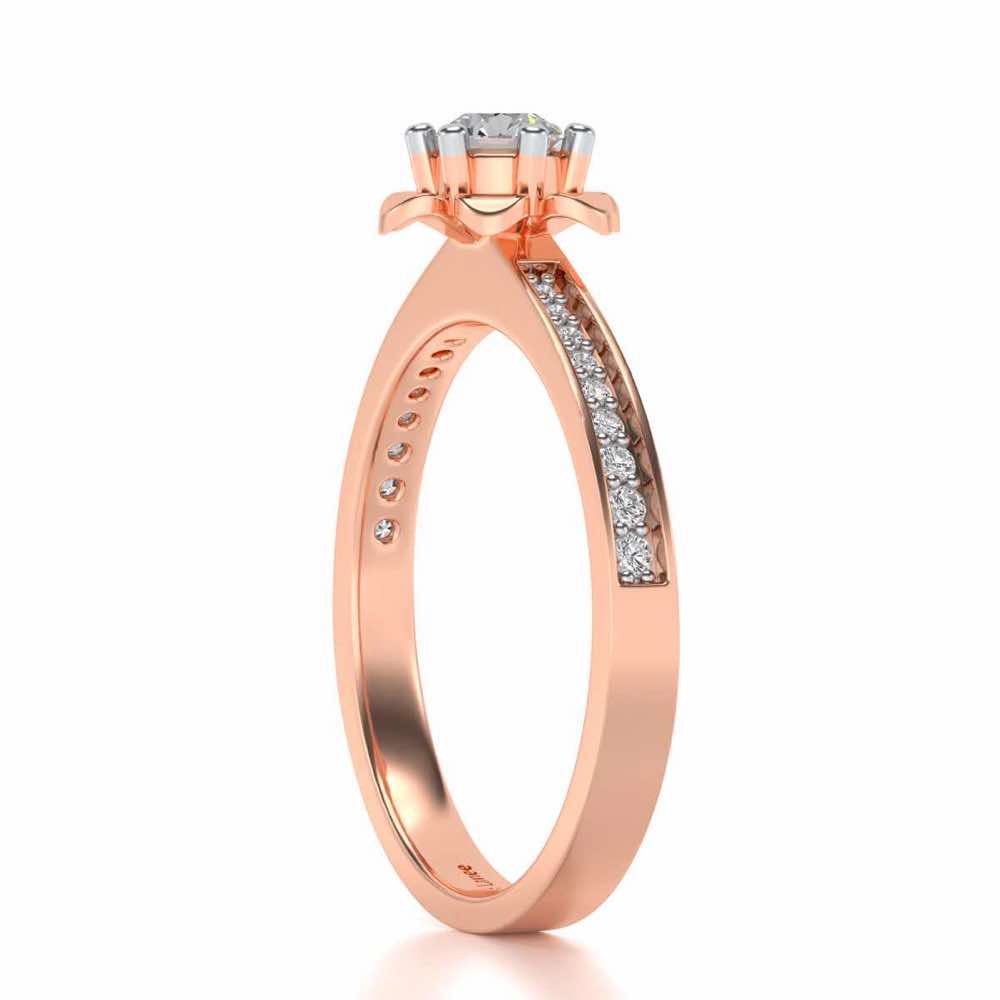 Roseate Solitaire Silver Ring - Rose Gold - Image 3