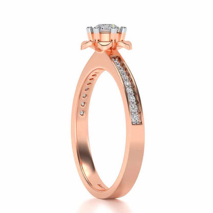 Roseate Solitaire Silver Ring - Rose Gold - Image 3