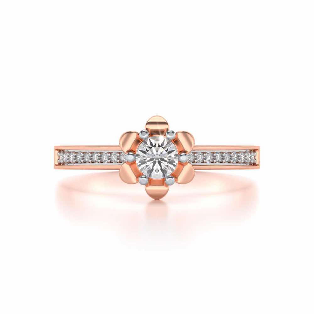 Roseate Solitaire Silver Ring - Rose Gold - Image 4