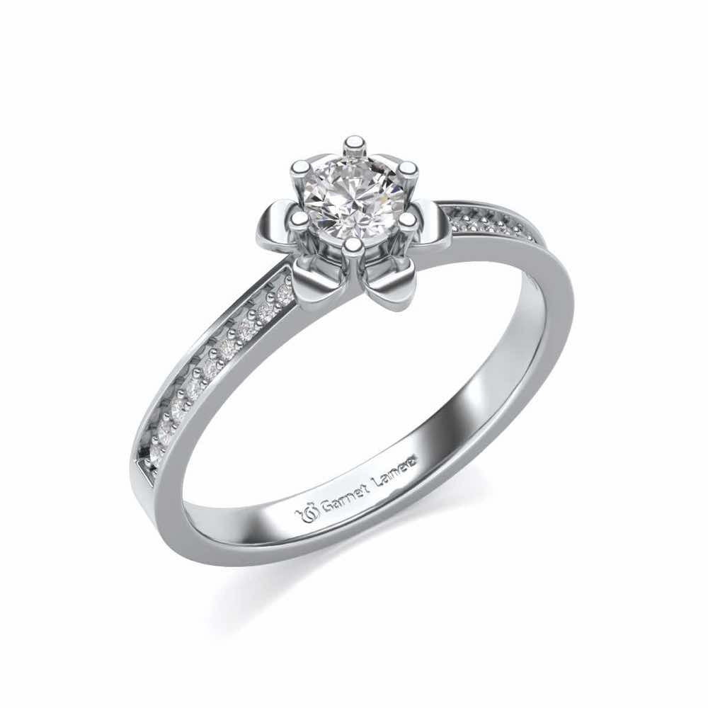 Roseate Solitaire Silver Ring - White Gold - Image 1