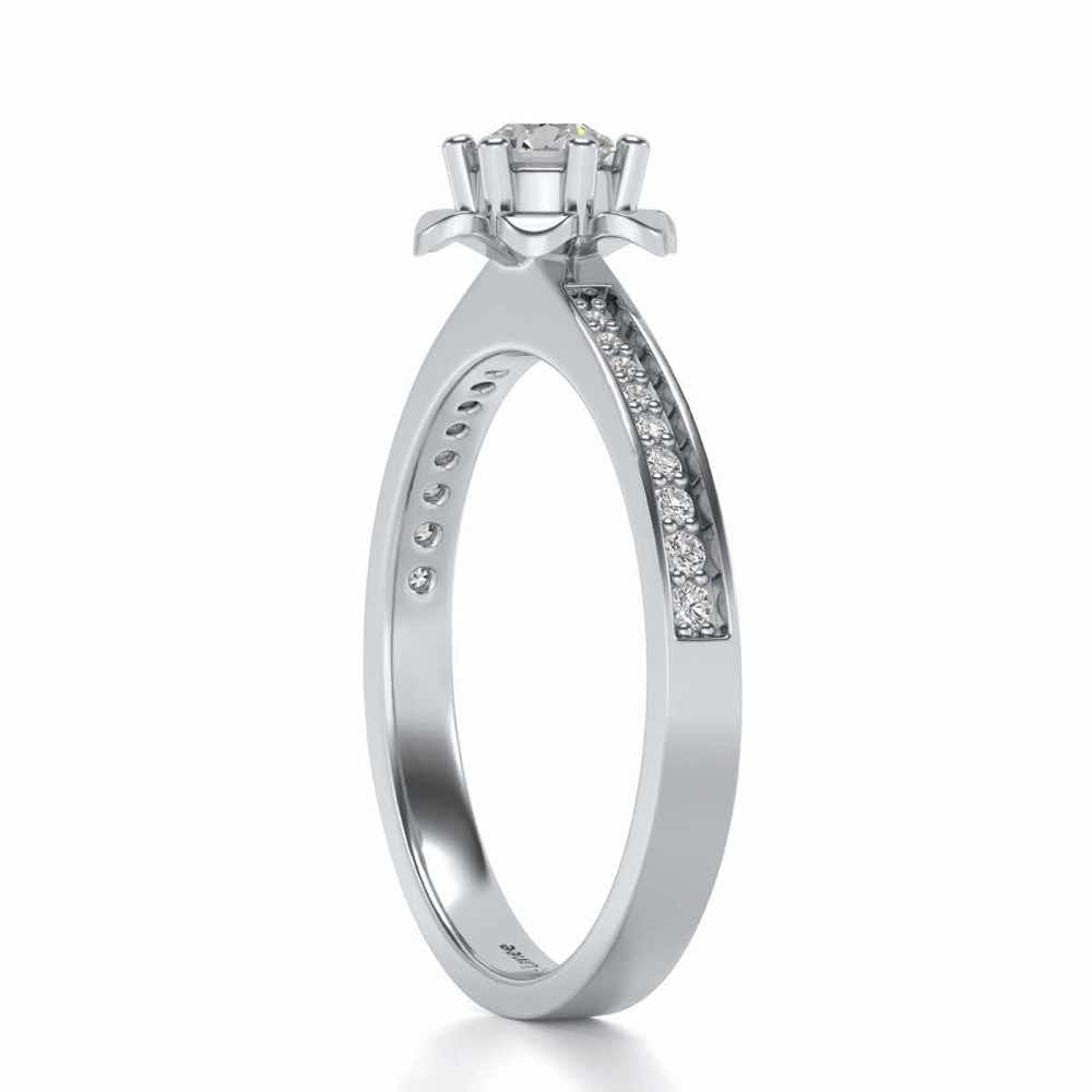 Roseate Solitaire Silver Ring - White Gold - Image 3