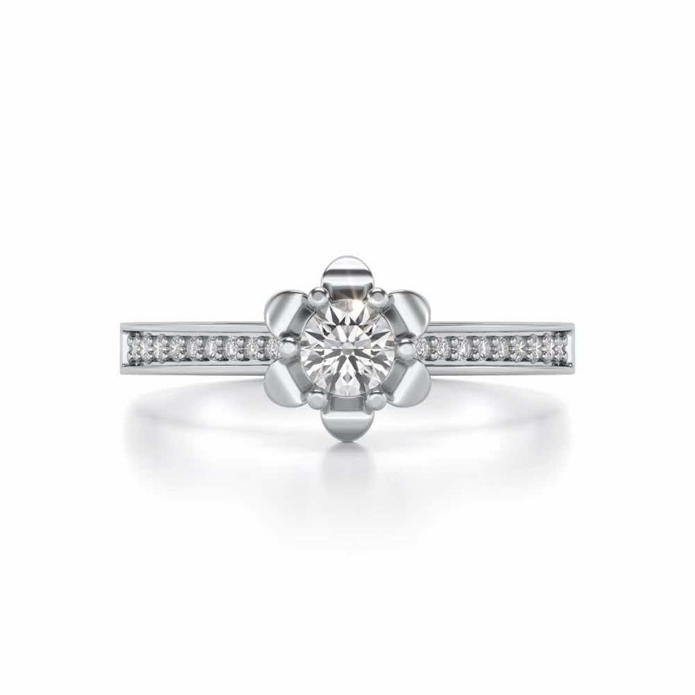 Roseate Solitaire Silver Ring - White Gold - Image 4