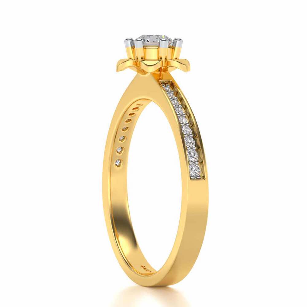 Roseate Solitaire Silver Ring - Yellow Gold - Image 3
