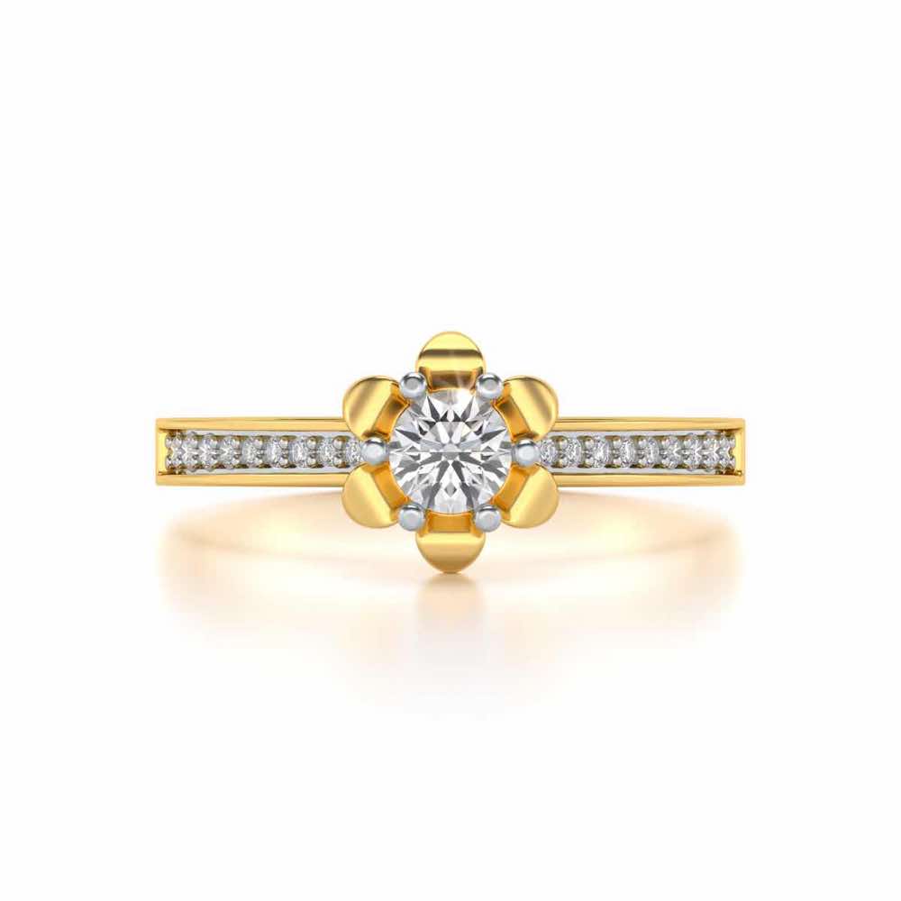 Roseate Solitaire Silver Ring - Yellow Gold - Image 4