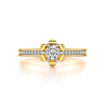 Roseate Solitaire Silver Ring - Yellow Gold - Image 4